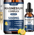 Triple Magnesium Complex Supplement-Liquid Magnesium Glycinate, Citrate, Malate Liquid Drops 500mg with Ashwagandha, L-Theanine, Vitamin B6 for Ca...